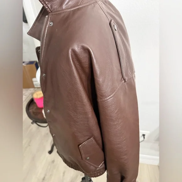 Abercrombie & Fitch Dark Brown Vegan Leather Jacket - Picture 8 of 12